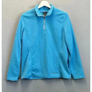 Eddie Bauer Women's Size Medium Blue Fleece‎ 1/4 Zip Pullover Sweater